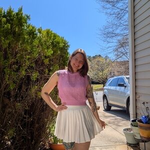 Pink Sleeveless Knit Tank Top